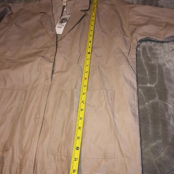 EILEEN FISHER Khaki ORGANIC Cotton Steel OVERSIZED JACKET M $298 NWT - Picture 8 of 11